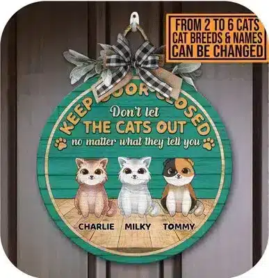 Cat Wooden Door Sign - Cat Dad Gifts | Pawcool ™