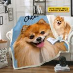 Personalized Pet Drawing Blanket - Custom Pet Dog Cat Draw Art Funny Blanket
