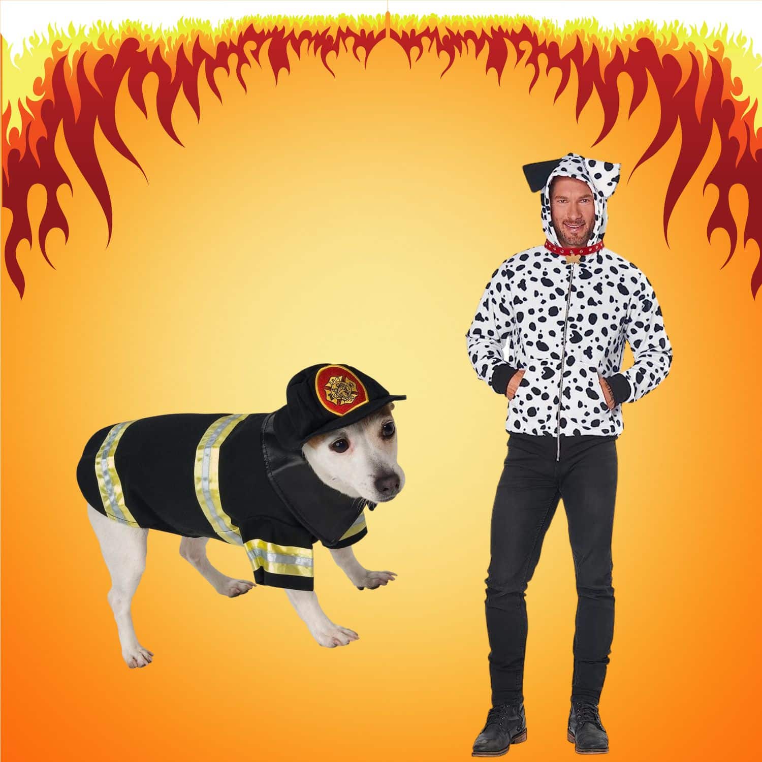 Firefighter And Dalmatian - Dog And Owner Halloween Costumes | Pawcool ™