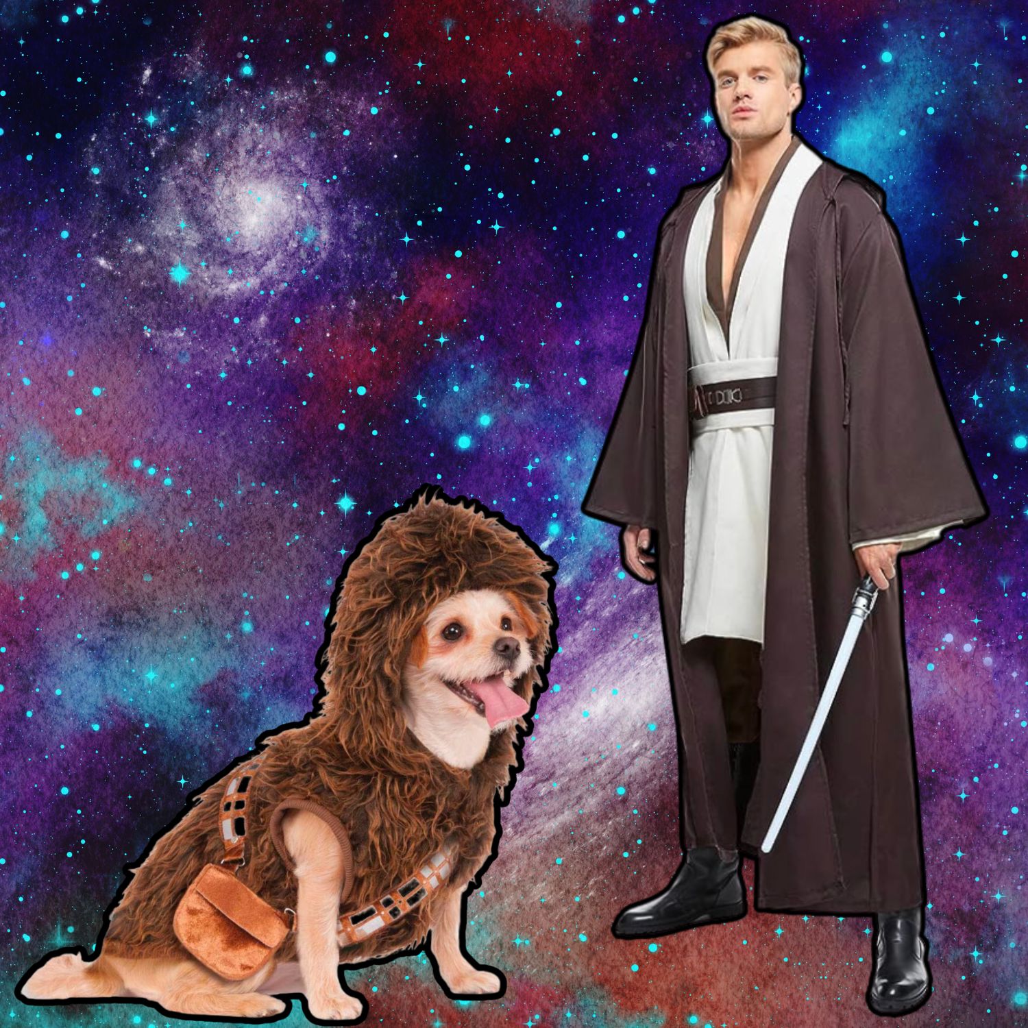 Jedi And Wookie 1 - Dog And Owner Halloween Costumes | Pawcool ™