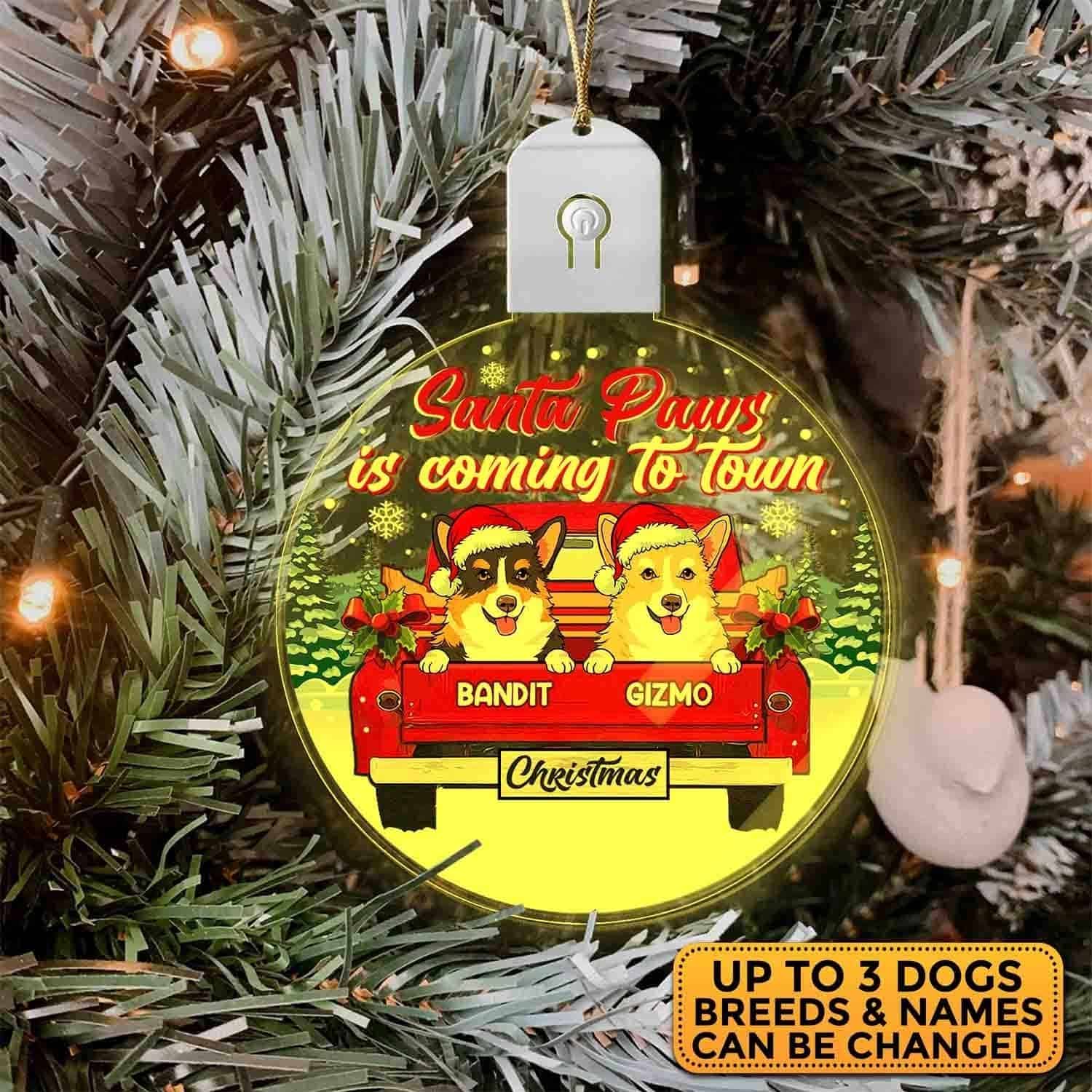 Personalized Dog Breeds Christmas Led Acrylic Ornament Keepsake 3 - dog Christmas ornaments | PawCool ™