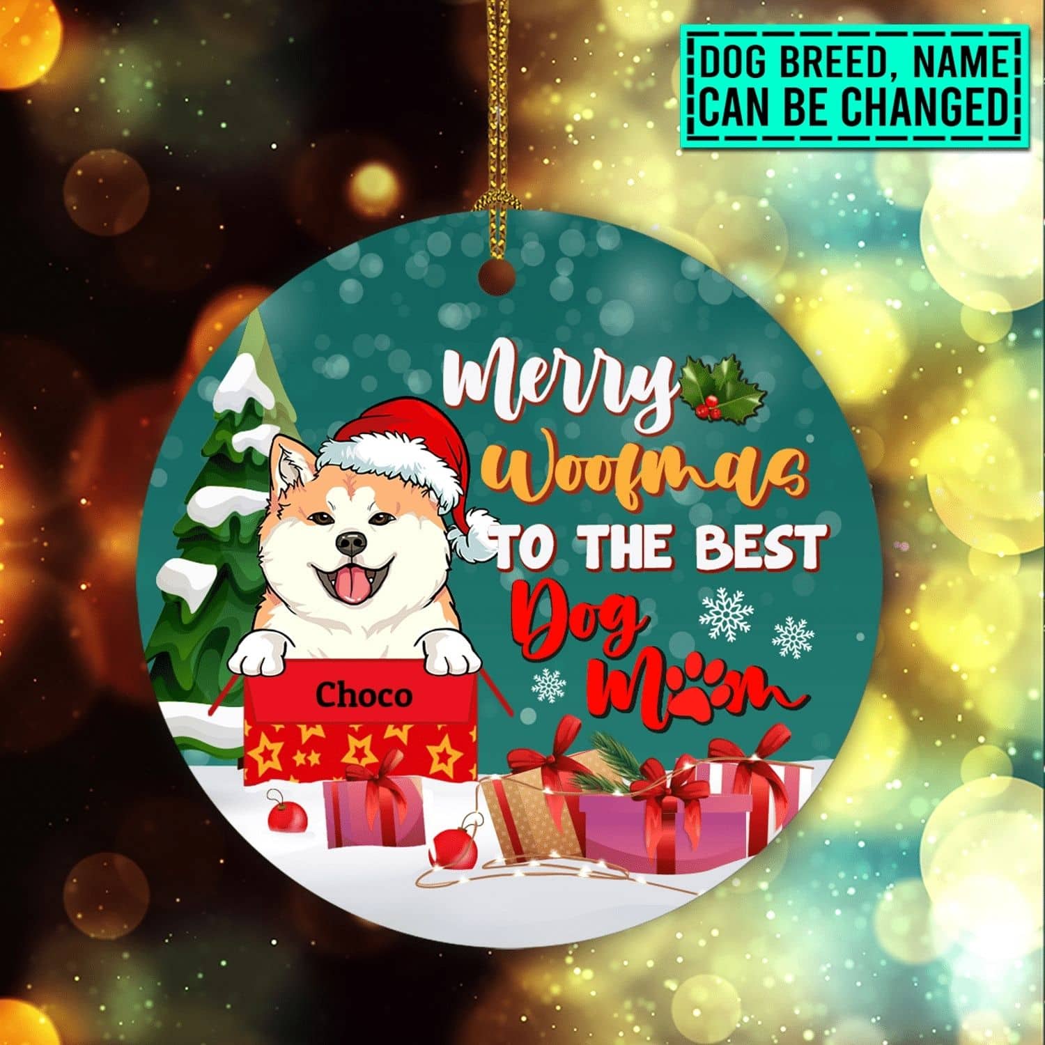 Personalized Dog Breeds Merry Woofmas To The Best Dog Mom Circle Christmas Ornament - dog Christmas ornaments | PawCool ™
