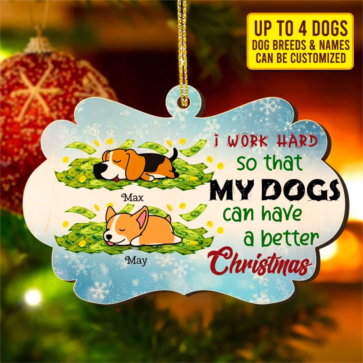 Personalized Dog Christmas Custom Shaped Ornament 2 - dog Christmas ornaments | PawCool ™