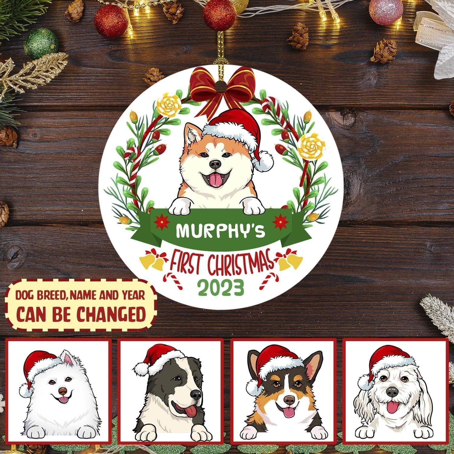 Personalized First Christmas Decorative Christmas Ornament - dog Christmas ornaments | PawCool ™