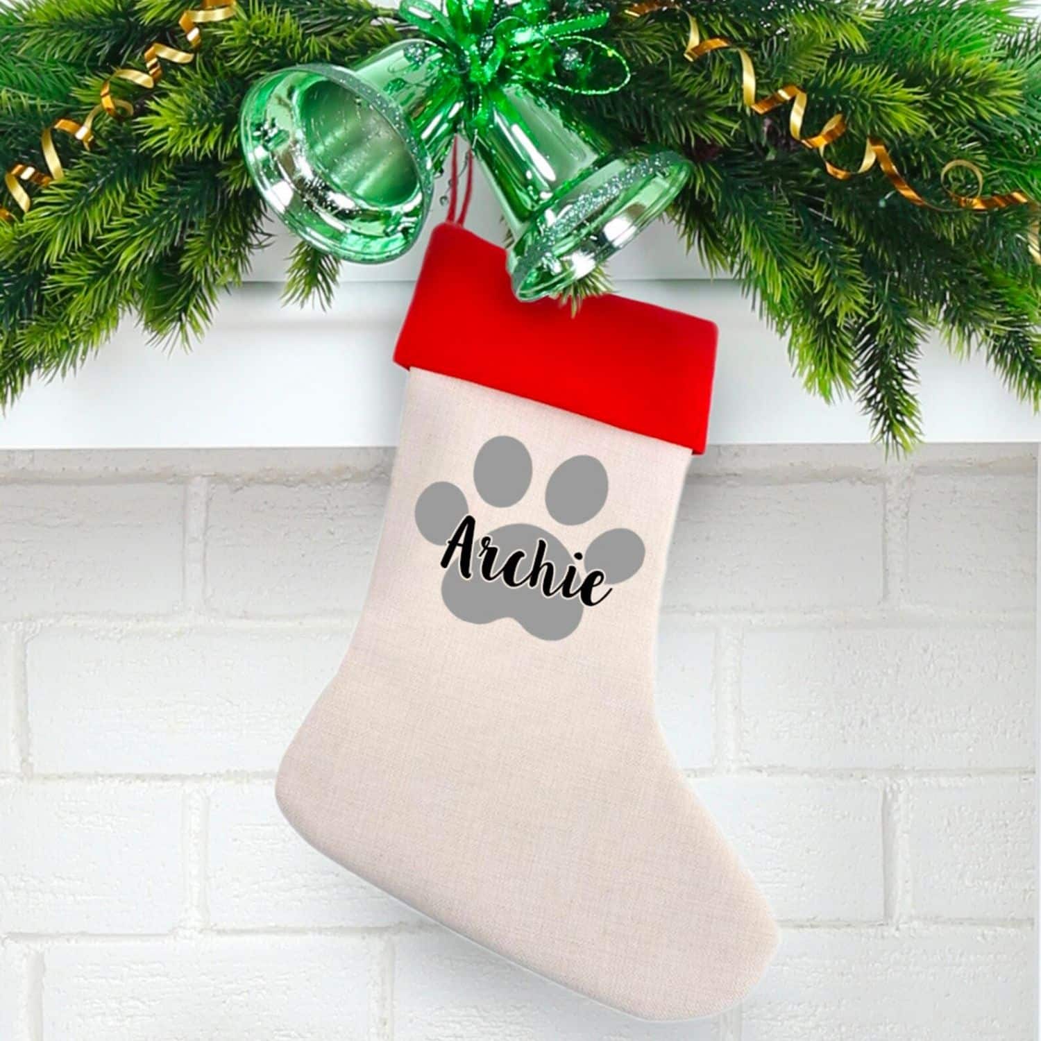 Socks with Pets Silver Paw and Pet Name 2 - dog Christmas ornaments | PawCool ™